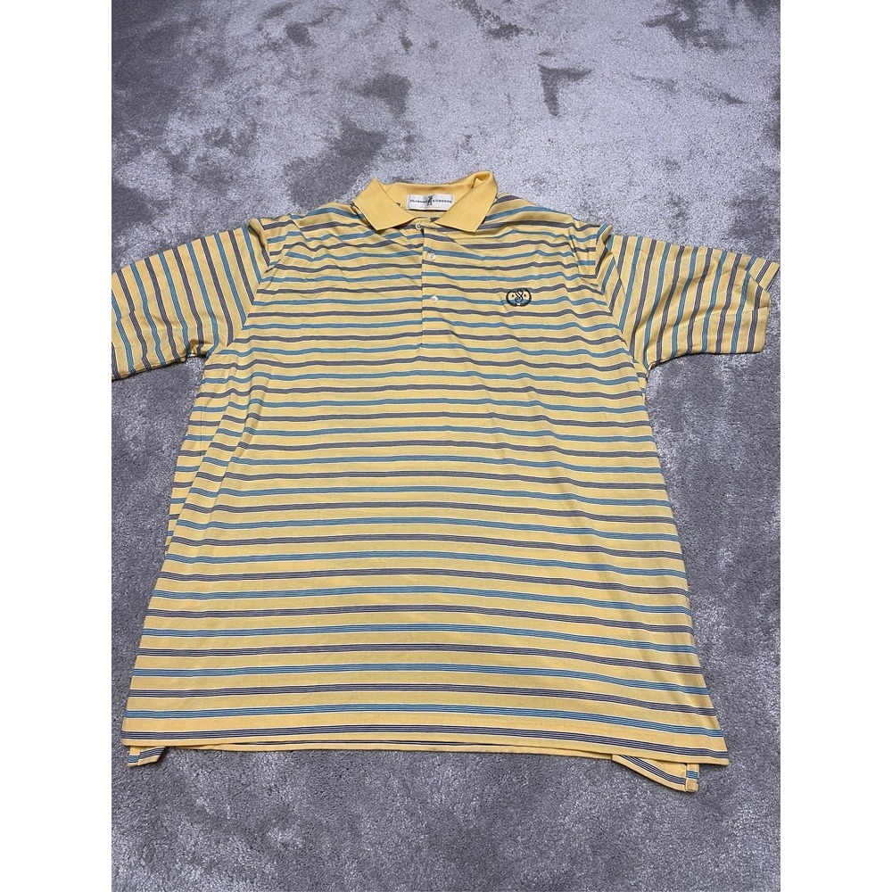 Fairway & Greene Men's Yellow Blue Striped Golf Polo Saucon Valley Size L